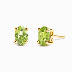 Peridot Oval Stud Earrings in 18k Gold Vermeil