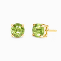 Peridot Round Stud Earrings 6 mm in 18k Gold Vermeil