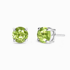 Peridot Round Stud Earrings 6 mm in Sterling Silver