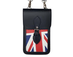 Handmade Leather Mobile Phone Pouch Plus - Union Jack - Navy Blue