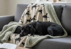 Walter Dog Blanket | Luxury Handmade Reversible Sherpa Fleece | Elegant Dog Print Pet Throw UK
