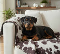 Moody Cow Reversible Pet Blanket | Faux Cowhide & Sherpa | Handmade Luxury Throw for Dogs | Protects Furniture UK