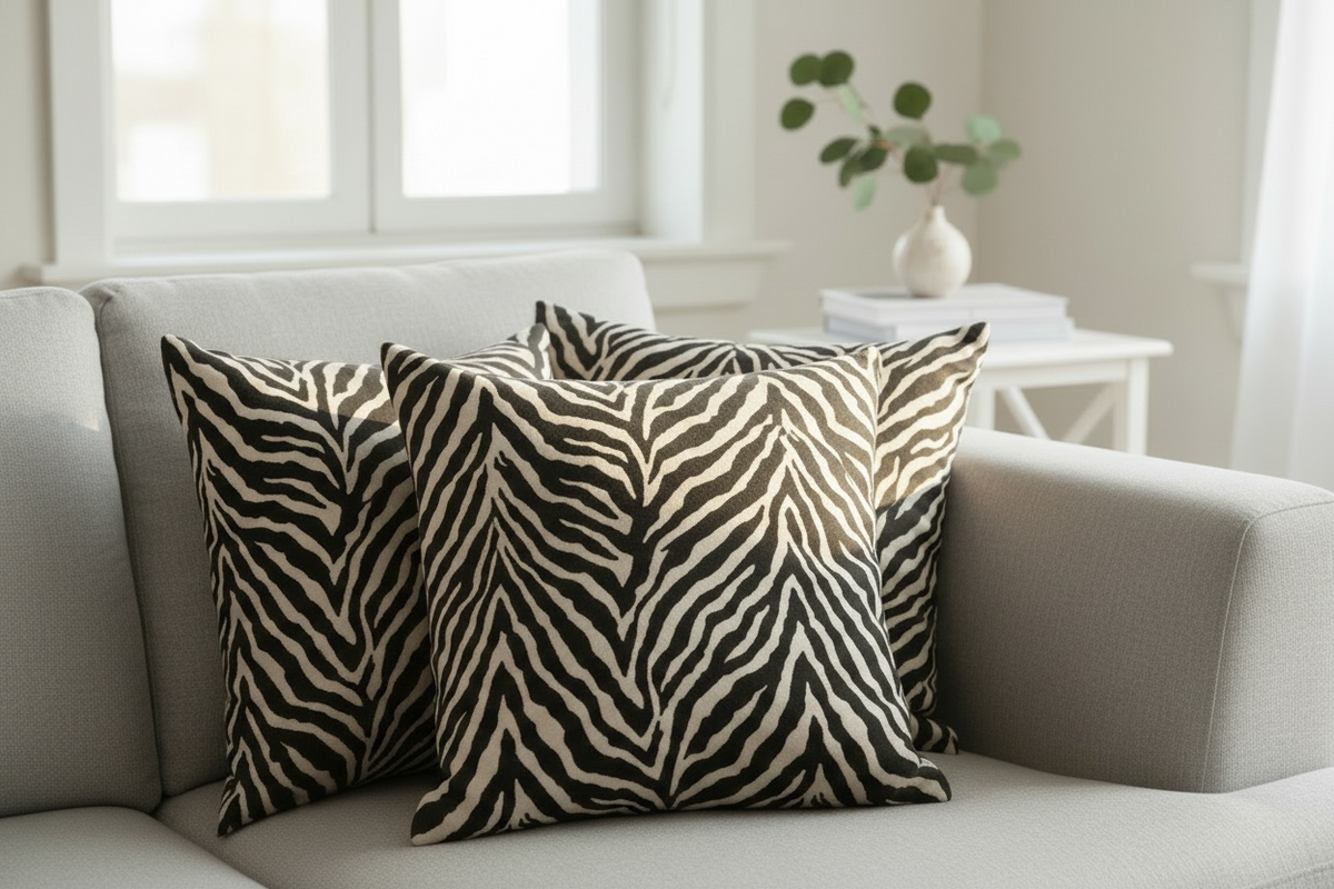 Zebra Print Textured Cushion