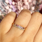 Pink Sapphire & Pink Amethyst Half Eternity Band in 18k Gold Vermeil