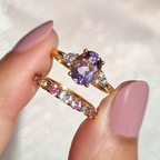 Pink Sapphire & Pink Amethyst Half Eternity Band in 18k Gold Vermeil