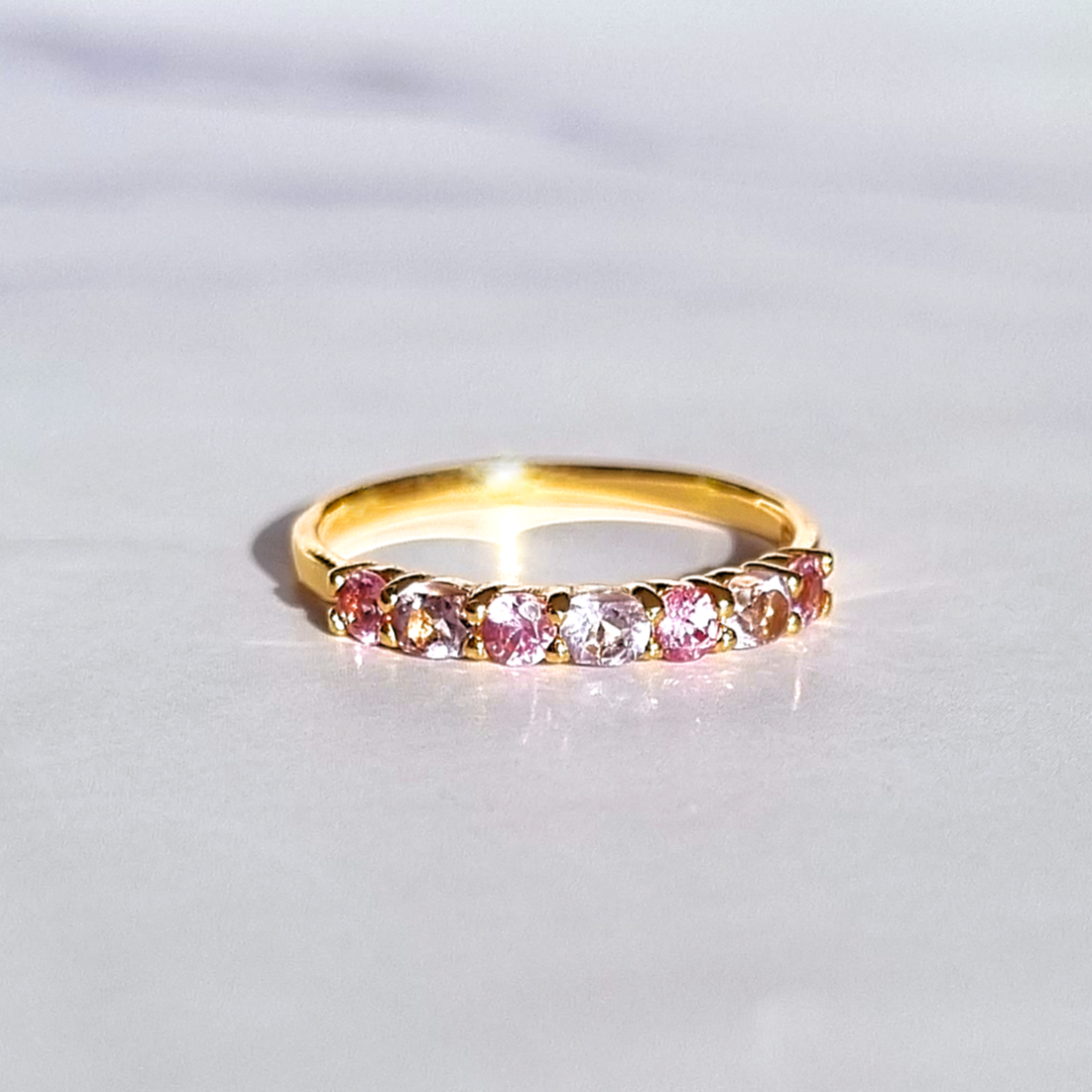 Pink Sapphire & Pink Amethyst Half Eternity Band in 18k Gold Vermeil