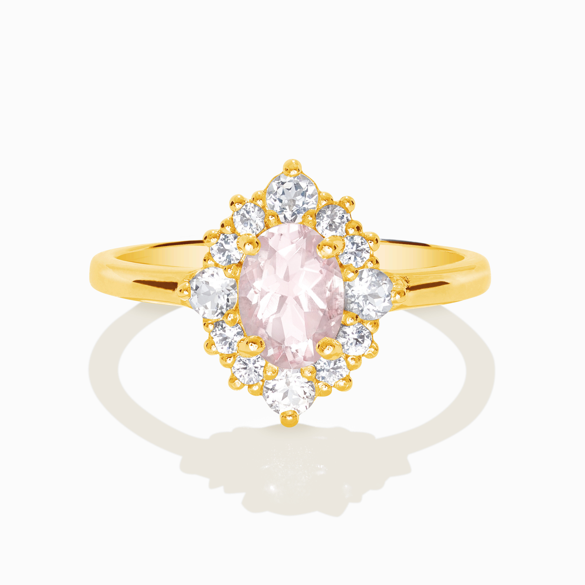 Pink Morganite Halo Ring in 18k Gold Vermeil