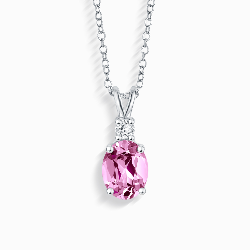 Pink Sapphire Pendant Necklace in Sterling Silver
