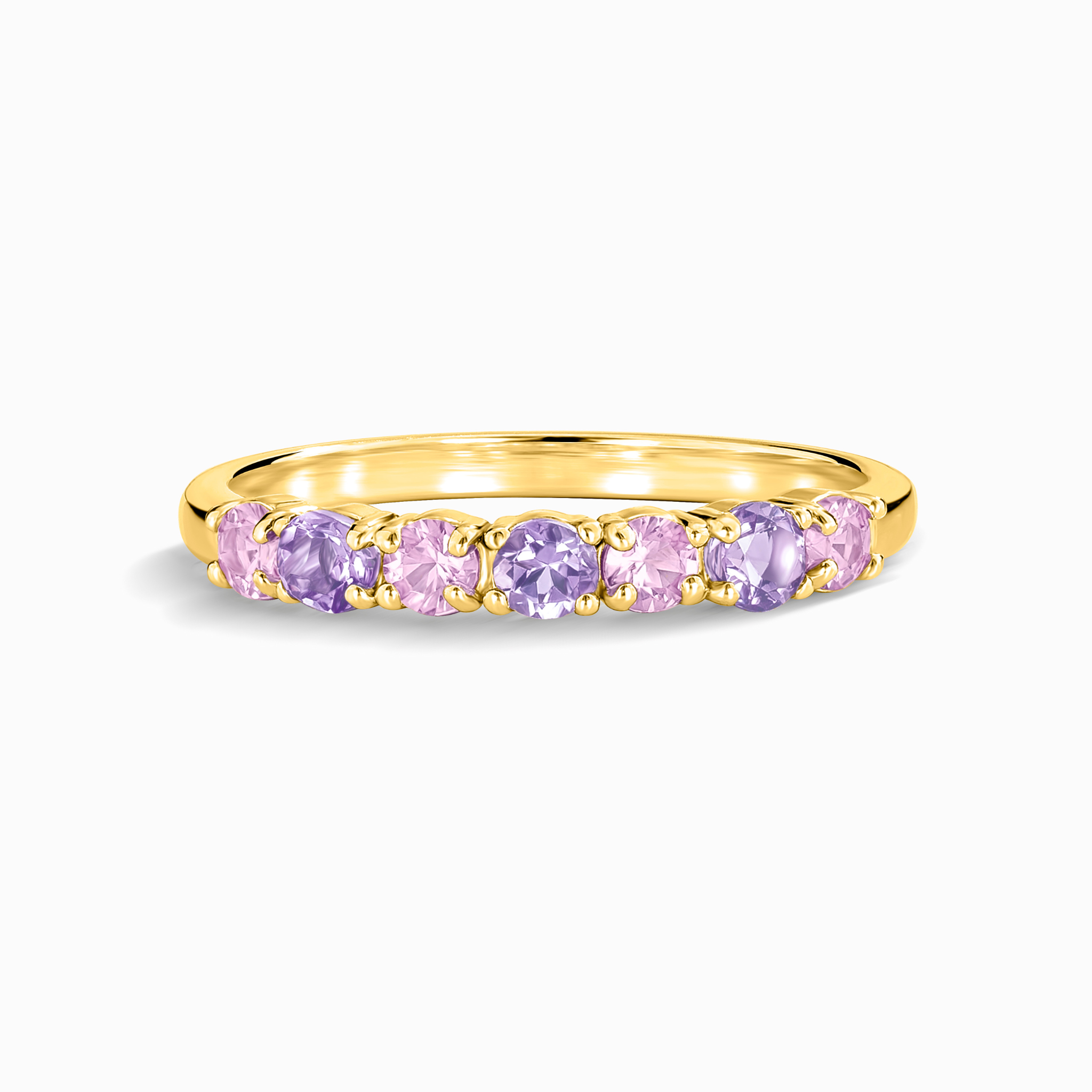 Pink Sapphire & Pink Amethyst Half Eternity Band in 18k Gold Vermeil