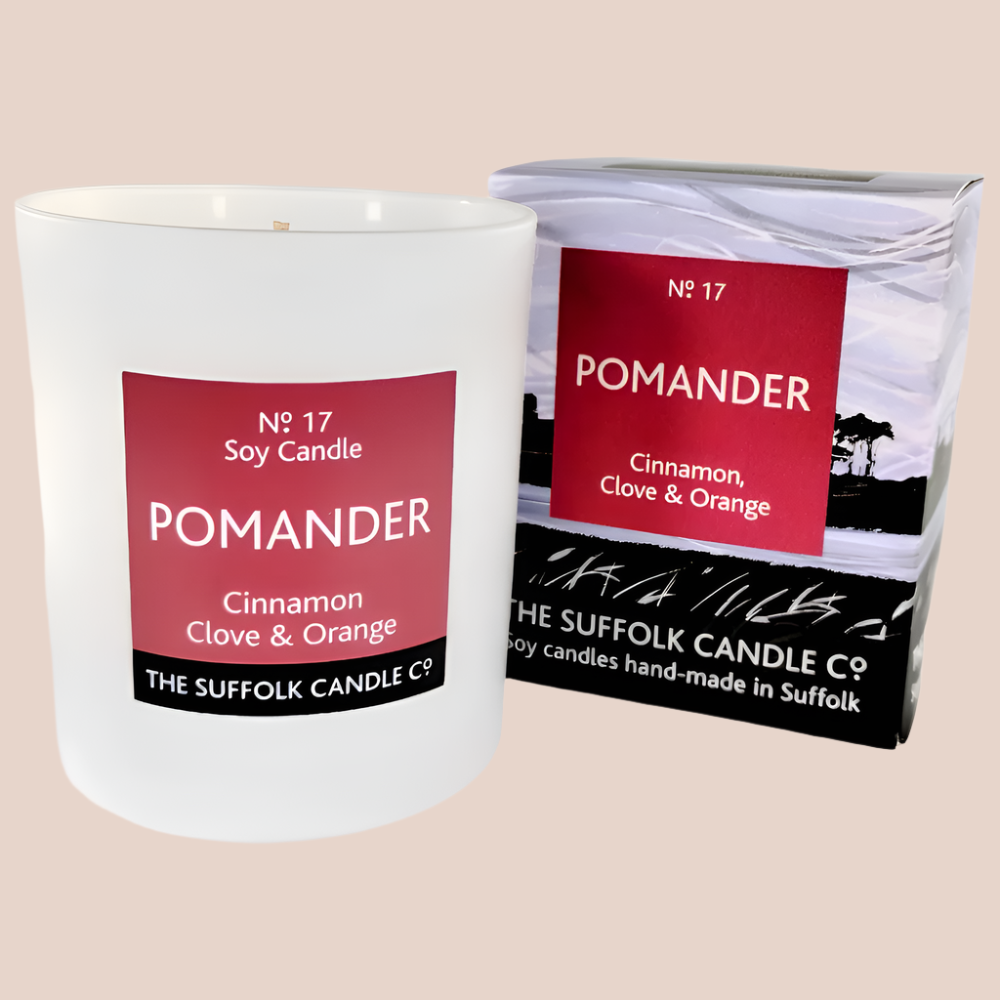 POMANDER - Cinnamon, Clove and Orange - handmade soy candle - 200g - white glass