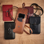 Handmade Leather Mobile Phone Pouch Plus - Navy Blue