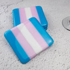 Transgender Flag Coaster – Handmade Fused Glass Pride Coaster by David Perry Glass & Ceramics (10cm-transgender-flag-coaster-bullseye-collection)