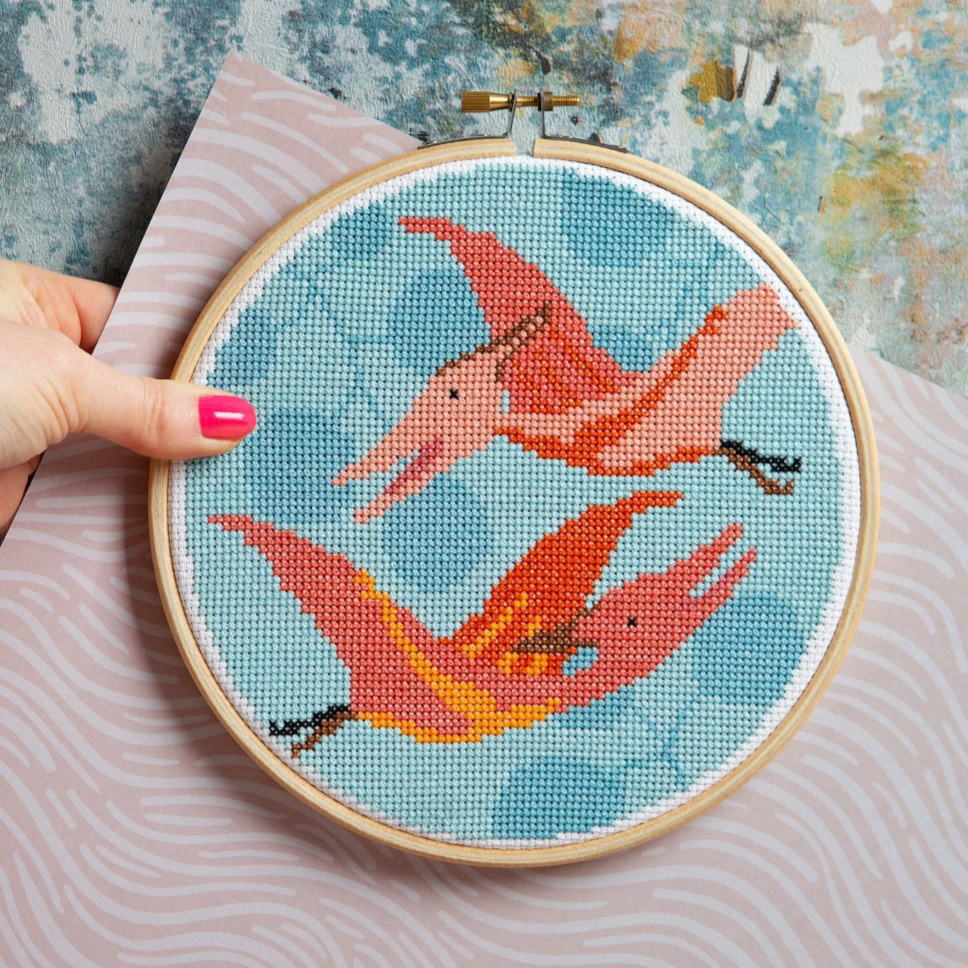 Pterodactyl Dinosaur Cross Stitch Kit for Beginners