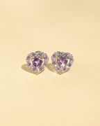 Purple Heart Lavender Amethyst Stud Earrings in Sterling Silver