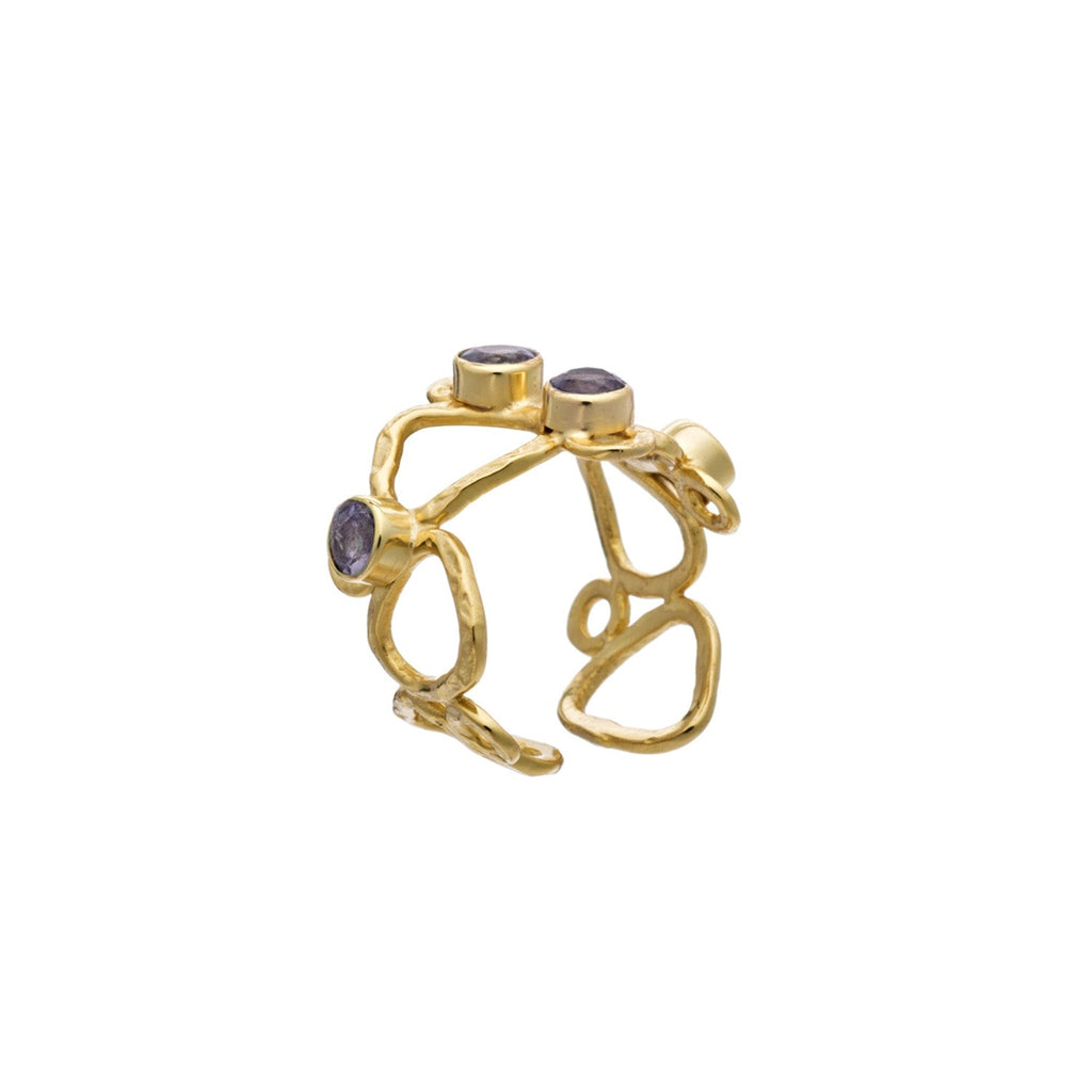 Thalia Adjustable Gemstone Ring: Labradorite
