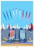 Red Arrows Print – Vintage Seaside Poster by Becky Bettesworth by BeckyBettesworth (happy-and-glorious-red-arrows)
