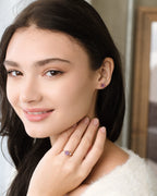 Lavender Amethyst Round Stud Earrings 6 mm in 18k Rose Gold Vermeil