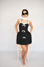 Coco Cotton Sundress Dress in Black and White