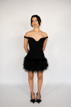 Duchess Dress in Black with Premium Feathers
