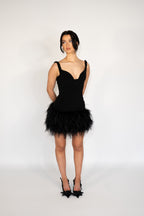 Duchess Dress in Black with Premium Feathers