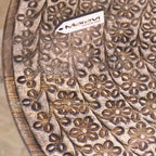 Rawlan Carved Wooden Side Table Burnt Finish