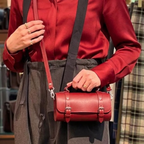 Handmade Leather Bowler Bag - Red