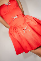 Antoinette Dress in Raspberry Red (Detachable Bows)