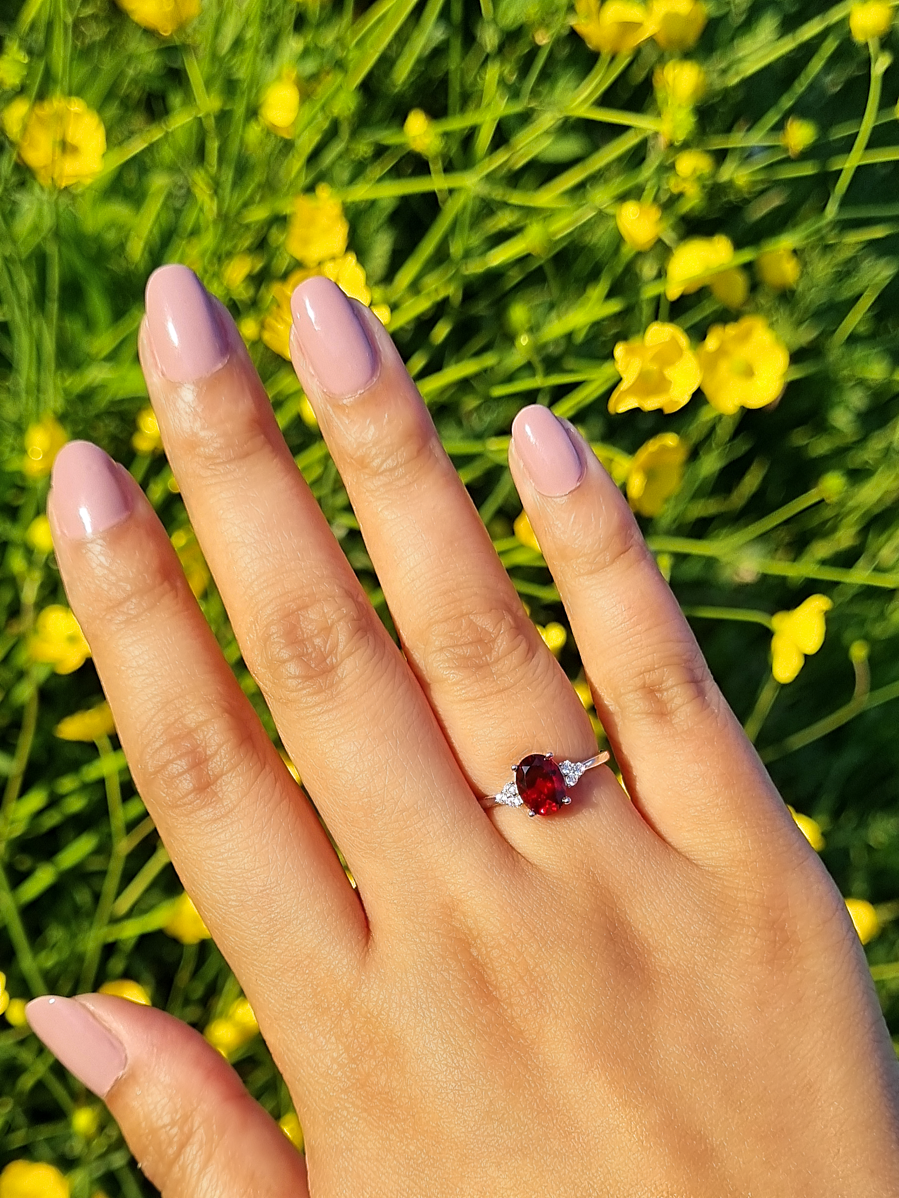 Garnet Ring in Sterling Silver