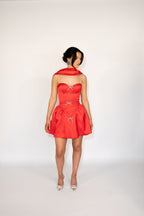 Antoinette Dress in Raspberry Red (Detachable Bows)
