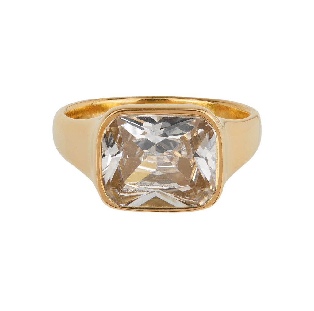 Square Cocktail Ring: White
