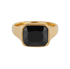 Square Gold Cocktail Ring: Black