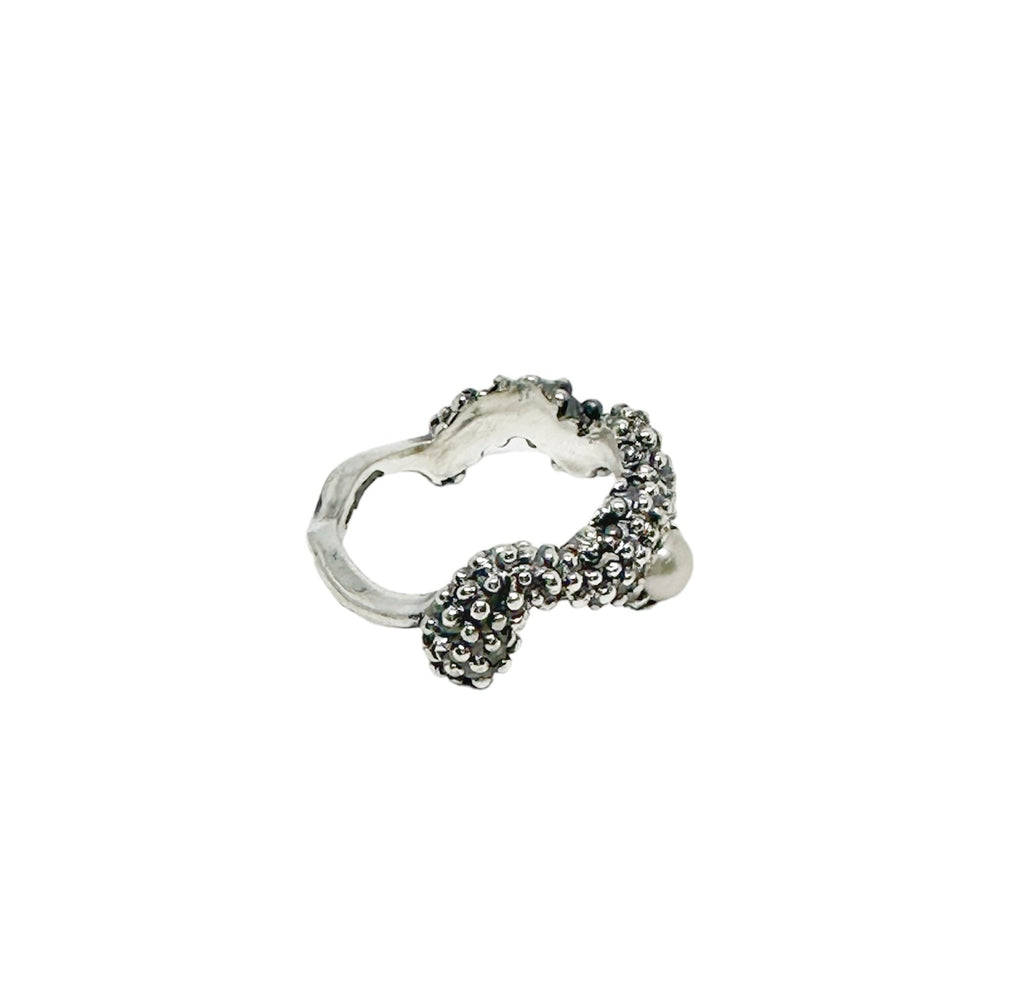 Sea Slug Ring – Handmade Sterling Silver 925 with Freshwater Pearl
