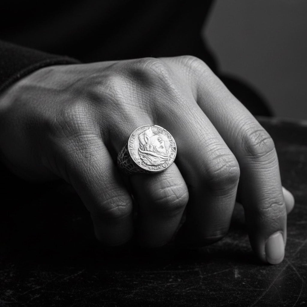 Roman Lira Coin Replica Signet Ring – Handmade Sterling Silver 925