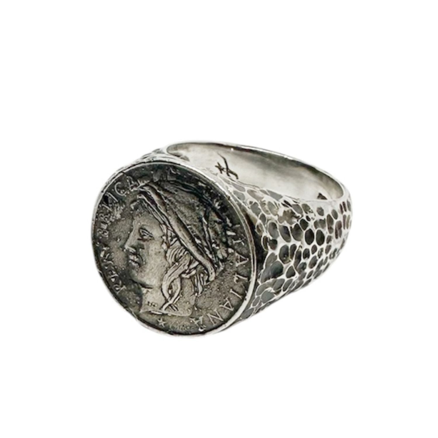 Roman Lira Coin Replica Signet Ring – Handmade Sterling Silver 925