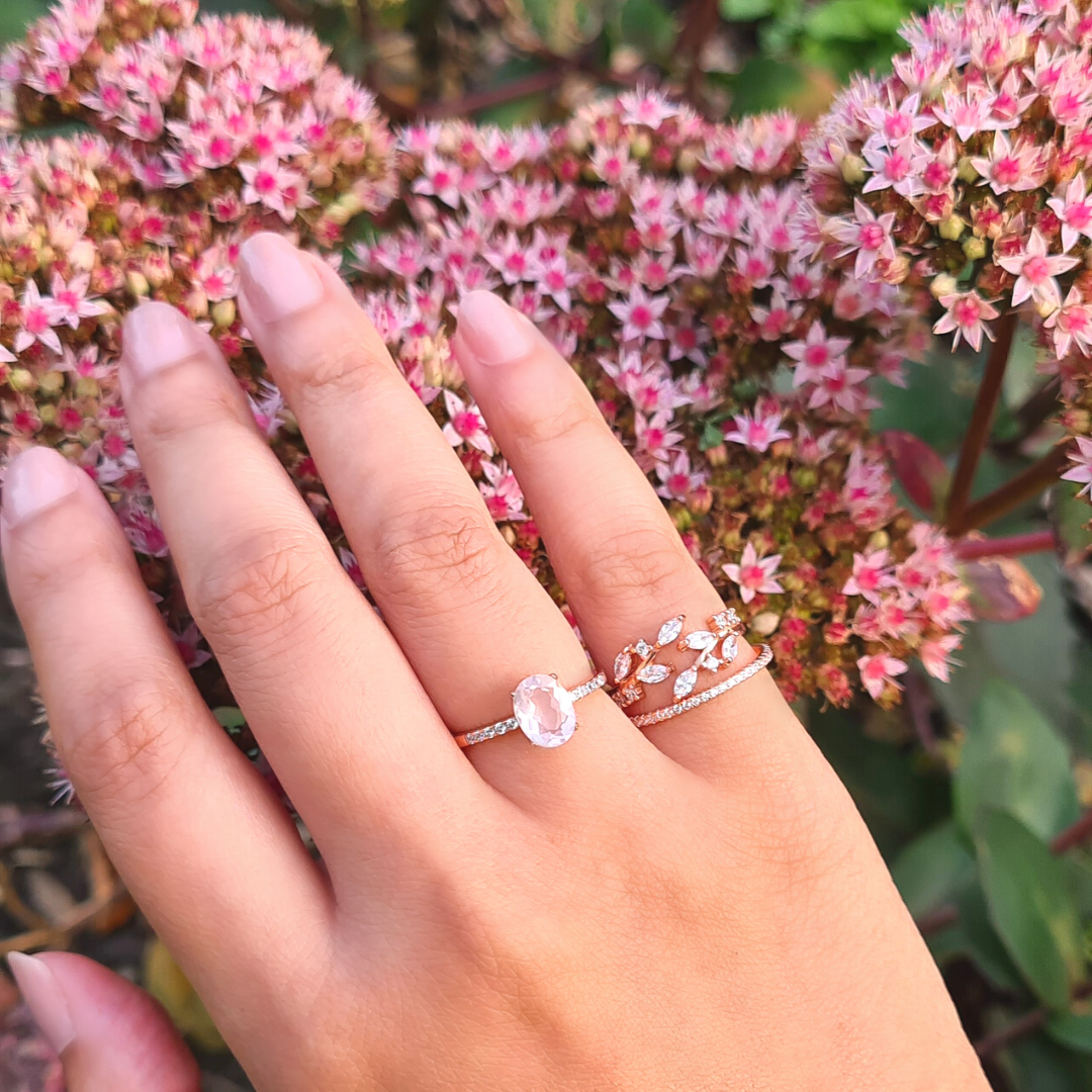 Adjustable Leaf Ring in Rose Gold
