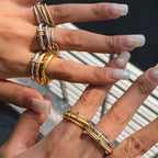 18K Elegant Silver Stacked Rings