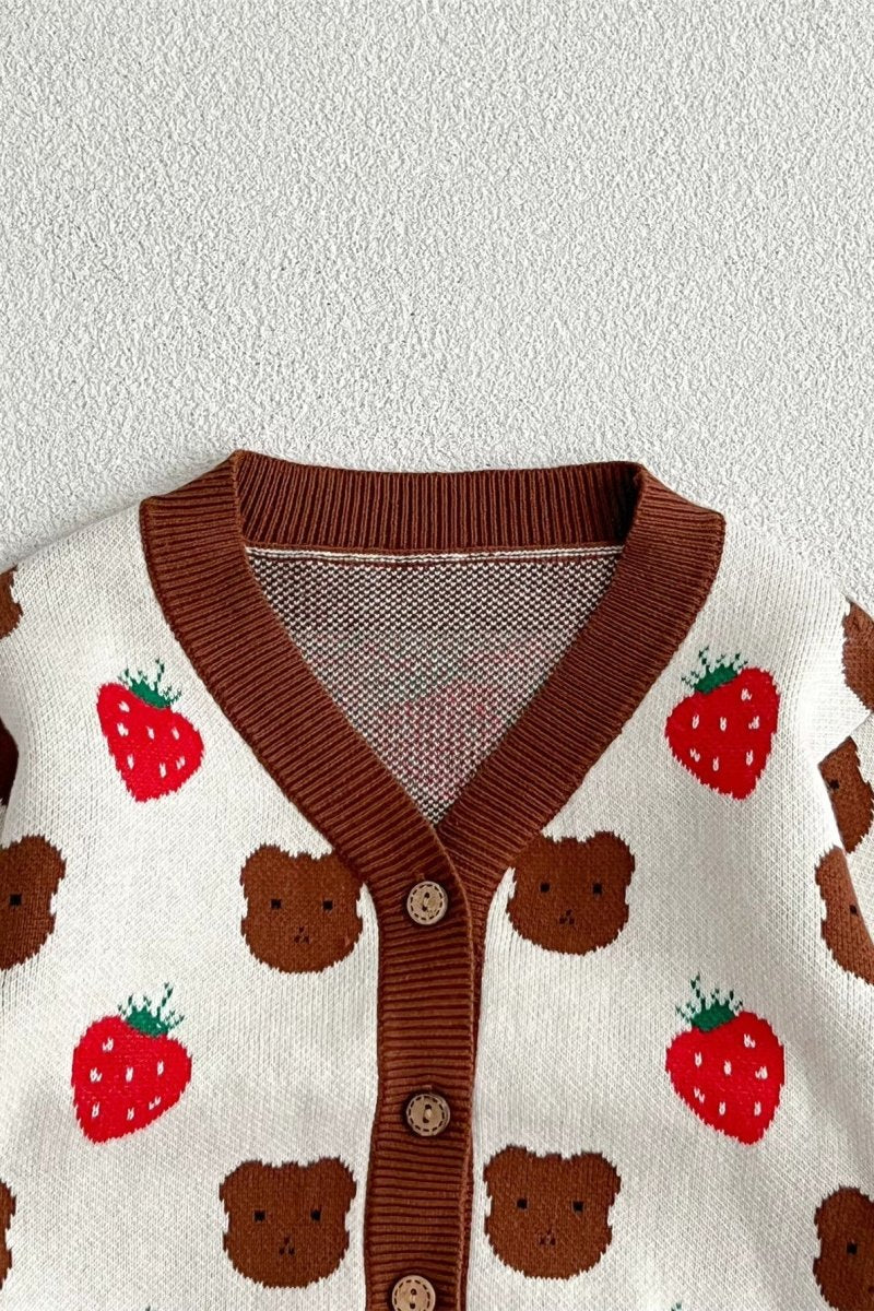 COZY Bear & Strawberry Cardigan