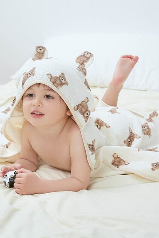 Baby Bear Hooded Bath Towel Receiving Blanket