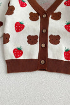 COZY Bear & Strawberry Cardigan