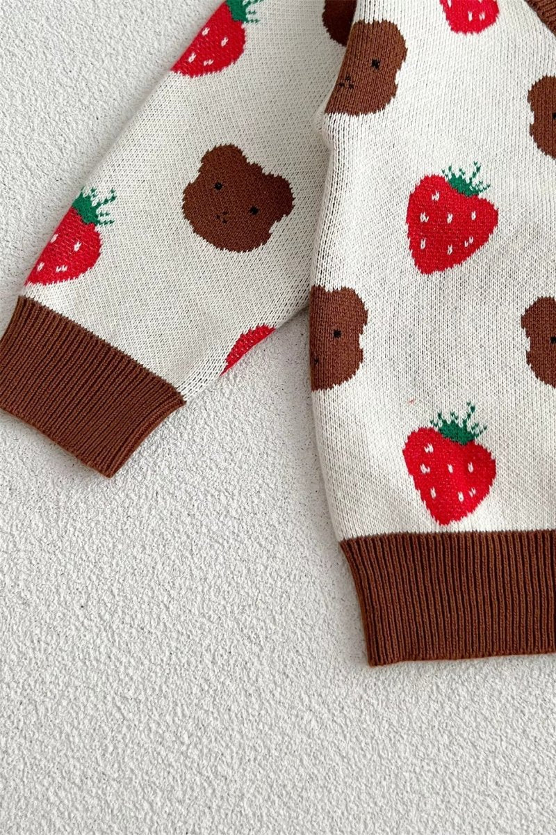 COZY Bear & Strawberry Cardigan