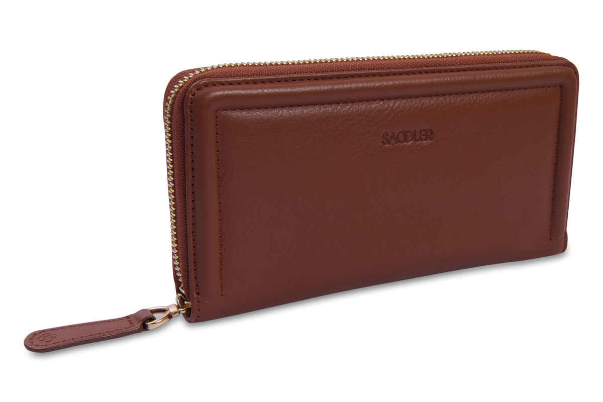 SADDLER "Beatrice" RFID Long Zipper Real Leather Purse (Gift Boxed)