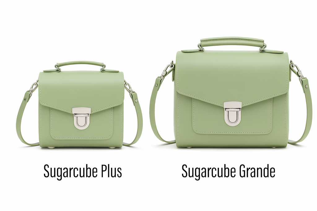 Handmade Leather Sugarcube Handbag - Sage Green