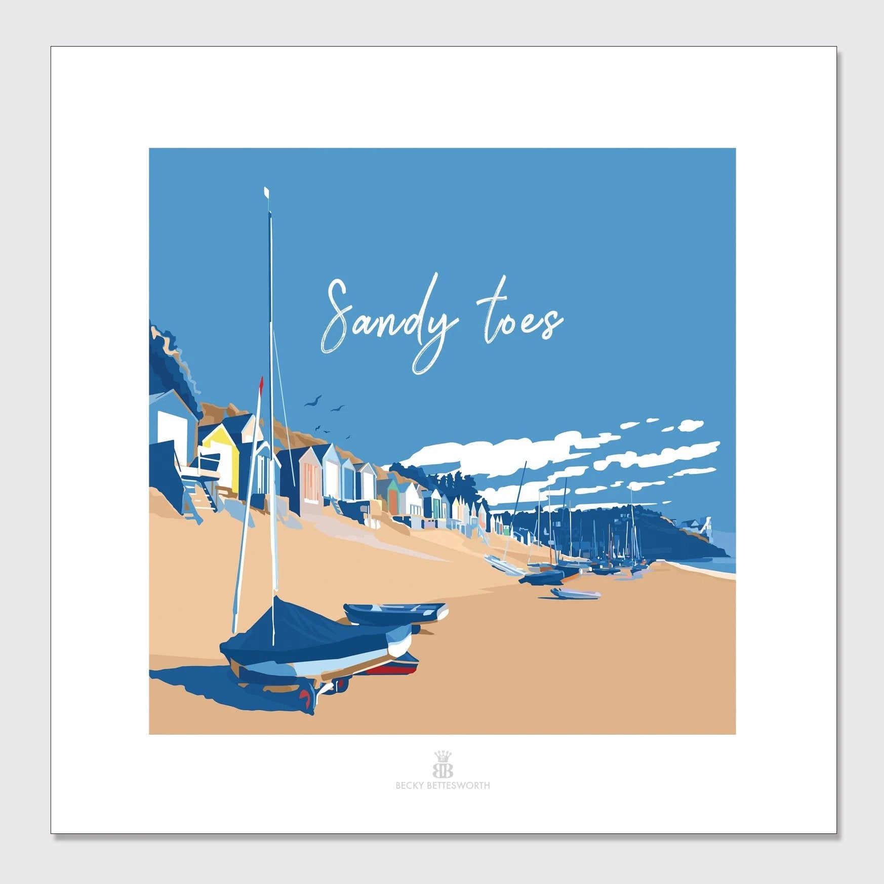 Sandy Toes Seaside Quote 40x40 cm Art Print | BeckyBettesworth by BeckyBettesworth (sandy-toes)