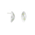 Silver Enamel Flower Stud Earring