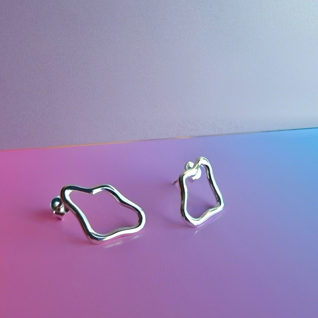 Silver Squiggle Studs