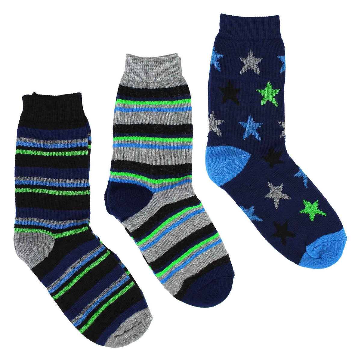 6 Pairs Boys Warm Bed Socks | Stripes & Stars Patterned Breathable Socks