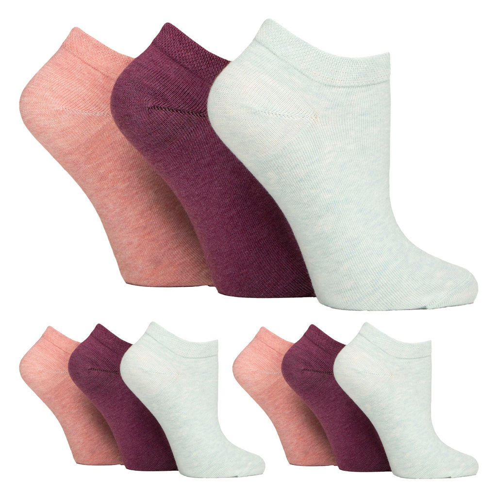 9 Pairs Ladies Diabetic Trainer Socks | Ankle Socks Swollen Feet