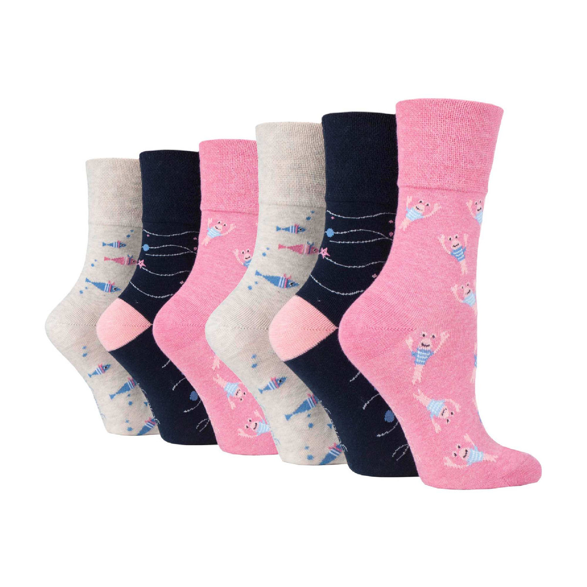 6 Pairs Ladies Non Elastic Patterned Socks