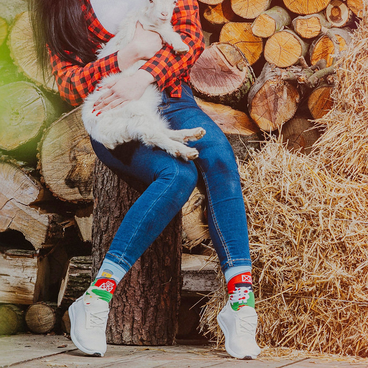 1 Pack Unisex Mismatched Novelty Odd Socks - Farm