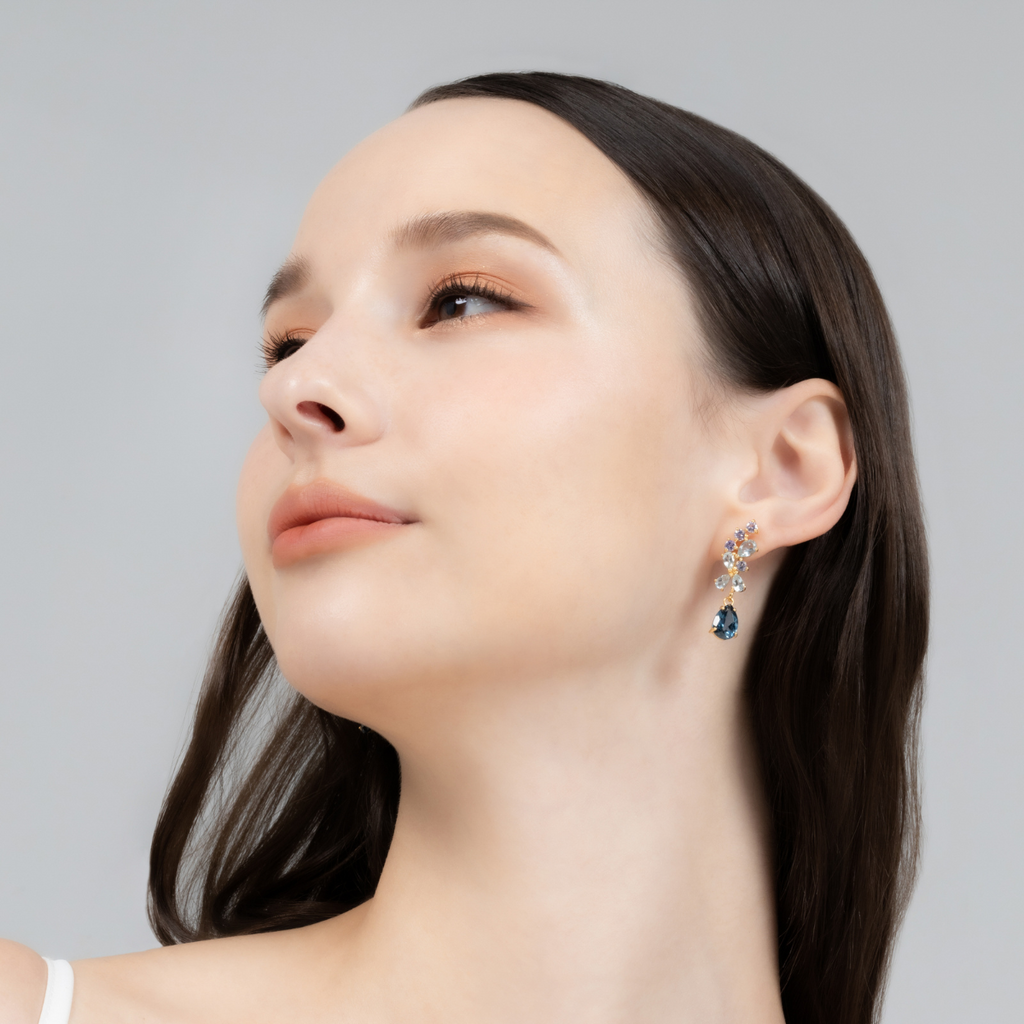 Blue Gemstone Drop Earrings in 18k Gold Vermeil